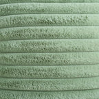 FUTEI Sage Green Striped Decorative Throw Pillow Covers 14x14 Inch Set of 2,Square Winter Decorations Couch Pillow Case,Soft Cozy Faux Rabbit Fur & Velvet Back,Modern Home Decor for Bed