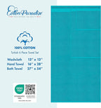 Cotton Paradise 6 Piece Towel Set 100% Cotton Soft Absorbent Turkish Towels for Bathroom 2 Bath Towels 2 Hand Towels 2 Washcloths, Aqua Blue Towel Set