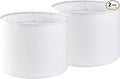 Set of 2 Pure White Linen Drum Lamp Shade 13" Top x 13" Bottom x 10" High (Spider) Contemporary Lamp Shades for Table Lamps & Bedside Lamps Replacement Lampshade - GO&SO - Assembly is Required