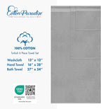 Cotton Paradise 6 Piece Towel Set 100% Cotton Soft Absorbent Turkish Towels for Bathroom 2 Bath Towels 2 Hand Towels 2 Washcloths Light Gray Towel Set