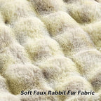 FUTEI Green White Decorative Throw Pillow Covers 12x20 Inch Set of 2,Soft Fuzzy Faux Rabbit Fur Pillow Case with Raised Texture,Neutral Boho Home Decor for Couch Bed Living Room