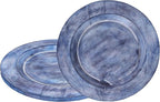 CLEENTABLE Assorted Set of 2 Wooden Charger Plates - 13" Round Farmhouse Wood Plates - Decorative Dinner Plates for Table Setting, Serving Tray, Appetizers, or Home Décor (Blue Green)