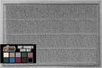 GORILLA GRIP Dirt Grabber Mesh Doormat, Low-Profile, Stain and Fade Resistant Heavy Duty Quick Dry Striped Doormats, Mats for Indoor or Outdoor Entry, Shoe Scraper, Garage Entrance Mat 47x35, Gray