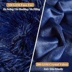 XeGe Faux Fur Throw Pillow Covers, Shaggy Fluffy Cushion Covers, Plush Furry Pillow Cases, Fuzzy Decorative Pillow Shams with Zipper Set of 2 for Sofa Bed Couch Living Room (18''x18'', Navy Blue)