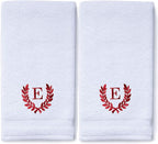 Decorative and Monogrammed Hand Towels for Bathroom Kitchen Makeup | Personalized Gift for Wedding-Bridal | Roman Font Custom Luxury Turkish Towel | Spa Collection, Oversized, 16 X 30 Inch, Set of 2