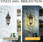 Emliviar Motion Sensor Outdoor Wall Light, Porch Wall Lamp with Water Glass, 18.7" Waterproof Exterior Sconce Wall Mount, Black Finish with Gold Edges, WE305B-SE BG-SW