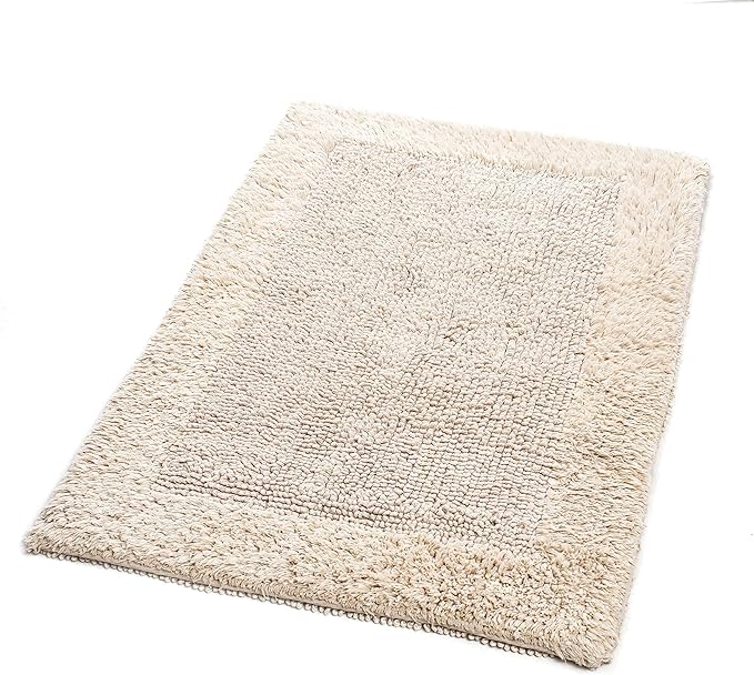 Savi Home Bath Mat Rug 17x24 Linen, 100% Pure Cotton, Super Soft Bath Rug, Plush & Absorbent, Hand Tufted Heavy Weight Construction, Full Reversible Step Out Rugs