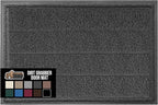 GORILLA GRIP Dirt Grabber Mesh Doormat, Low-Profile, Stain and Fade Resistant Heavy Duty Quick Dry Striped Doormats, Mats for Indoor or Outdoor Entry, Shoe Scraper, Garage Entrance Mat 47x35 Dark Gray