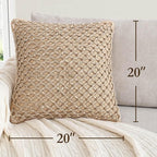 Boho Living Jada Decorative Throw, Includes Accent Insert, Premium Woven Design, Living Room Décor, (2) 20" x 20" Pillow Covers, Beige 2 Count