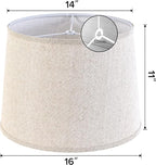 Drum Lamp Shades Larges (2 Pack), Modern Farmhouse Lampshades Beige for Floor&Table Lamps Replacement Living Room/Bedroom，14"Top×16"Bottom ×11"High(Spider), Required Assembly，By GO&SO