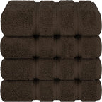 American Soft Linen Luxury Hand Towels for Bathroom, 600 GSM 100% Cotton Turkish 4 Piece Hand Towel Set, 600 GSM Hand Face Towels for Kitchen, Brown Hand Towels