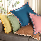 Folkulture Throw Pillow Covers 20x20, Scallop Pillow Cover Set of 2 Decorative Throw Pillows for Couch, Cute Outdoor Pillows or Couch Pillow Covers Standard Size, White Throw Pillows for Living Room