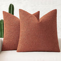 MIULEE 20x20 Inch Decorative Pillow Covers for Couch Bed Set of 2 Textured Boucle Neutral Winter Throw Pillows Burnt Orange Accent Solid Cushion Pillowcases Sofa Livingroom Home Decor