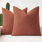 MIULEE 20x20 Inch Decorative Pillow Covers for Couch Bed Set of 2 Textured Boucle Neutral Winter Throw Pillows Burnt Orange Accent Solid Cushion Pillowcases Sofa Livingroom Home Decor