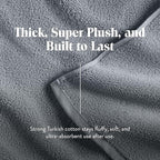 Brooklinen Super-Plush Turkish Cotton Hand Towels Set of 2 Cotton, 820 GSM, Highly Absorbent, Machine Washable, Perfect for Home & Bathroom (20"x30", Smoke Gray)