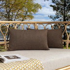 Kevin Textile Pack of 2 Outdoor Waterproof Throw Pillow Covers Decorative Square Outdoor Checkered Pillows Cushion Case Patio Pillows for Couch 12x20 inches 30x50 cm Brown