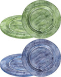 CLEENTABLE Assorted Set of 2 Wooden Charger Plates - 13" Round Farmhouse Wood Plates - Decorative Dinner Plates for Table Setting, Serving Tray, Appetizers, or Home Décor (Blue Green)