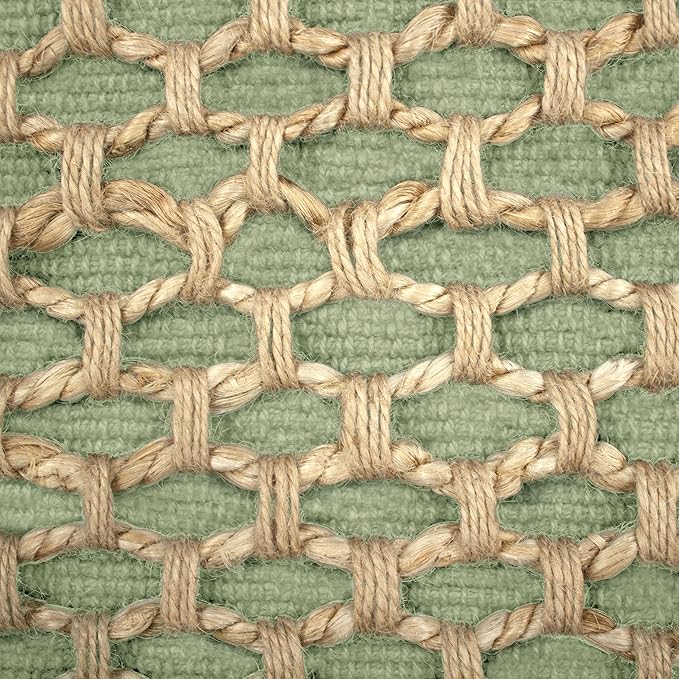 Boho Living Jada Premium Woven Design, Decorative Throw, Living Room Décor, (1) 12" x 20" Pillow Cover, Sage Green
