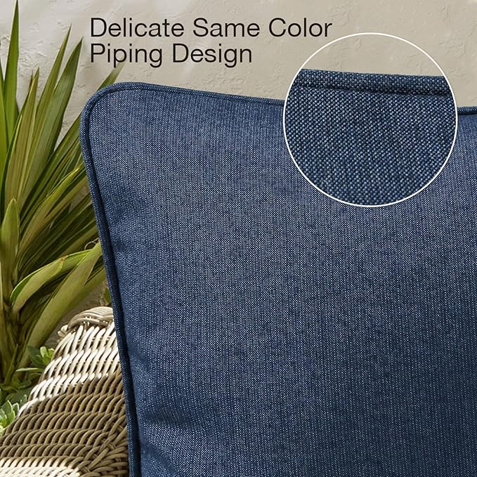 Sunbrella Decorative Outdoor Water Repellent Throw Pillows with Inserts, Set of 4, 16" x16" Pillows for Patio, Backyard, Bed, Couch, and Patio Furniture, Specrtum Indigo