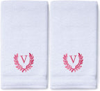 Decorative and Monogrammed Hand Towels for Bathroom Kitchen Makeup | Personalized Gift for Wedding-Bridal | Roman Font Custom Luxury Turkish Towel | Spa Collection, Oversized, 16 X 30 Inch, Set of 2