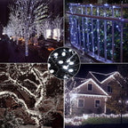 Flacchi Christmas Lights Solar 2 Pack Total 144ft 400 LED 8 Modes Outdoor String Lights Waterproof Solar Fairy Lights for Garden, Patio, Fence, Balcony,Backyard, Outdoors (White)