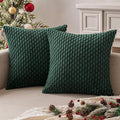 MIULEE Christmas Army Green Throw Pillow Covers Soft Corduroy Decorative Set of 2 Boho Striped Pillow Covers Pillowcases Farmhouse Home Decor for Couch Bed Sofa Living Room 18x18 Inch