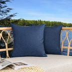 Kevin Textile Pack of 2 Outdoor Waterproof Pillow Covers Throw Pillow Covers Decorative Pillowcases Classic Checkered Pillow Cases for Sofa Couch Patio Garden 24x24 Inch Blue