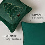 DFXSZ Christmas Pillow Covers 18x18 Yellow Line Green Christmas Tree Decoration Soft Plush Faux Fur Jacquard Throw Pillows for Bedroom Sofa Holiday Festivals Winter Home Decor PTK062A18