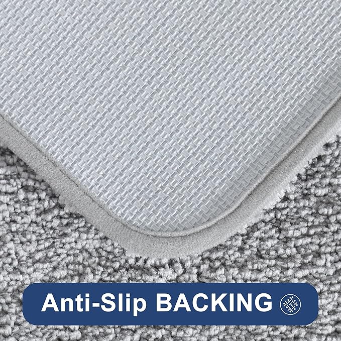 COSY HOMEER Bath Rugs for Bathroom Extra Thick - Anti-Slip Bath Mats Soft Plush Yarn Shaggy 100% Strong Mirco Polyeste Mat Living Room Bedroom Mat Floor Water Absorbent(Grey,24x48 - Inches)