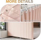 Jubilantex Folding Linen Shower Curtain for Bathroom Pink Waterproof Shower Curtain 1 Panel with 14 Metal Grommets and 1 Tie Back for Hotel,70"x70"