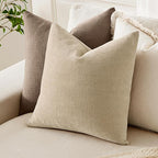 MIULEE Pack of 2 Decorative Throw Pillow Covers Soft Chenille Throw Pillows Solid Textured Cushion Covers for Couch Sofa Bedroom Living Room 20x20 Inch, Beige