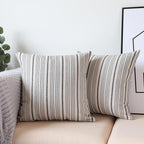 Navy Pillow Covers Farmhouse Linen Throw Pillow Covers Striped Outdoor Decorative Square Throw Pillows for Couch Sofa Bed 18x18 in Pack of 2 Navy and Cream