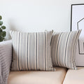 Navy Pillow Covers Farmhouse Linen Throw Pillow Covers Striped Outdoor Decorative Square Throw Pillows for Couch Sofa Bed 16 x16 in Pack of 2 Navy and Cream