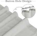 KGORGE Semi Sheer Shower Curtain for Bathroom - Linen Blend Fabric Lightweight Waterproof Privacy Assured Button Hole Shower Curtains for Bathtub, Grey, 72 x 72 inches Long, Hooks Included