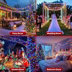 132FT 400 LED Christmas Tree String Lights Outdoor Fairy Lights Plug in, Expandable Green Wire Clear Bulbs Mini Lights 8 Modes, Xmas Wedding Party Decoration (Multicolor)