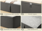 2-Pack Under Bed Storage, 6 Inches Tall Closet Organizers and Storage Bins with Sturdy Sidewalls/Bottom/4 Handles, Black