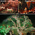 KNONEW Outdoor Christmas Lights 500 LED 197ft String Lights 8 Modes & Memory Fairy Light Plug in Waterproof LED String Lights for Xmas Yard Tree Wedding Decoration (Red and Green)