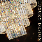 23 Lights Large Crystal Chandeliers 36" Modern Chrome Luxury Chandelier for Foyer Staircase Chandeliers 6 Tiers Round K9 Ceiling Pendant Lighting Fixture for Living Dining Room