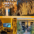 328FT 1000 LED Christmas Lights, Plug in Warm White Christmas Tree Lights Outdoor with Timer and 8 Modes, Green Wire Waterproof String Lights for Indoor Yard Patio Xmas Holiday Decorations