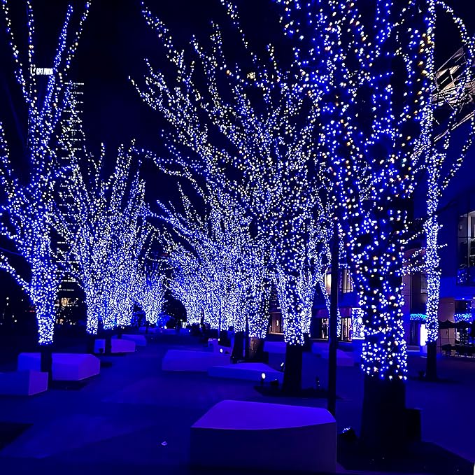 Christmas String Lights Plug in,33FT 100 LED String Lights with 8 Modes & Timer, Xmas Decorations for Trees Wreath, Outdoor Indoor Yard Garden Party Decor, Blue