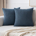 MIULEE Pack of 2 Decorative Throw Pillow Covers 20x20 Inch Soft Boho Striped Textured Corduroy Pillow Covers Modern Farmhouse Home Decor for Couch Bed Sofa Living Room Blue