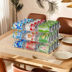 Can Organizer for Pantry Free Combination Can Dispenser, Clear Thickened 3-Tier Storage Rack for 36 Cans Suitable for Cabinet Pantry Fridge Countertop (3 * 3)