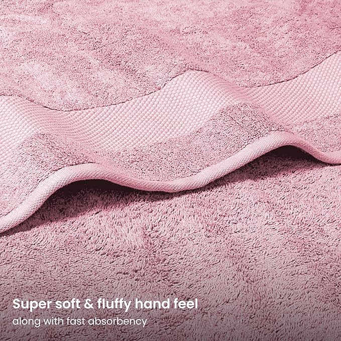 BIOWEAVES 100% Organic Cotton 700 GSM Plush Premium Washcloths 13" x 13" GOTS Certified, Face Towels Perfect for Home & Bathroom - Dusty Pink, Pack of 12