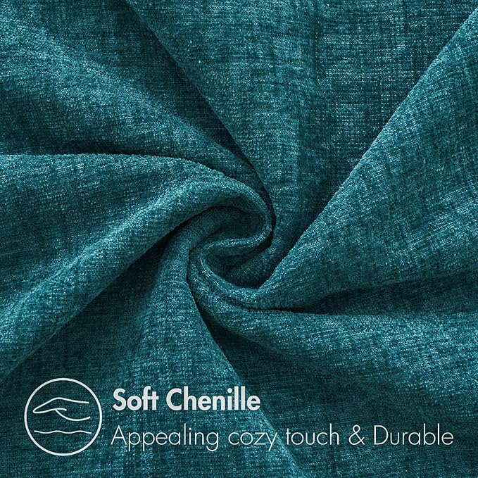 MIULEE Pack of 2 Dark Teal Throw Pillow Covers 20x20 Inch Soft Chenille Pillow Covers for Sofa Living Room Couch Solid Dyed Cases