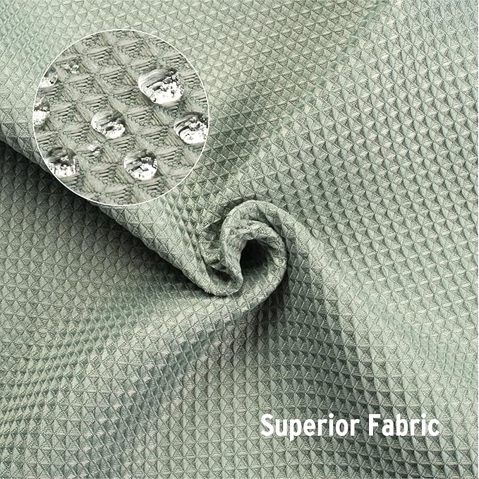 AmazerBath Sage Green Shower Curtain Fabric, Waffle Shower Curtain Cloth, Heavy Duty 240GSM, Hotel Quality Bathroom Shower Curtains, 72 x 72 Inches