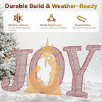 3-Piece Christmas Lighted Joy Sign Decoration,32Inch Oversized Pre-Lit Nativity Scene,2-in-1 Weather Resistant Holiday Yard Decor Freestanding or Wall Decor for Garden Yard Porch or Indoor