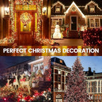 OZS Connectable Red and White Christmas String Lights, 2Pack Total 164FT 400LED Christmas Lights for Outdoor/Indoor, Plug in Tree Lights with 8 Modes, String Lights for Christmas Decorations Holiday
