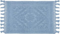 Savi Home Cotton Woven Jacquard Bathroom Rug, Woven Fringe Bathroom Mats, 100% Cotton, Non - Slip Bath Mat, Durable Thick Bath Mat 20”x38” with Fringes, Sky Blue