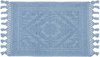 Savi Home Cotton Woven Jacquard Bathroom Rug, Woven Fringe Bathroom Mats, 100% Cotton, Non - Slip Bath Mat, Durable Thick Bath Mat 20”x38” with Fringes, Sky Blue