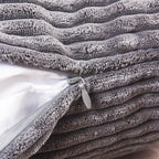 Home Brilliant Grey Pillow Covers 18 x 18 Set of 2 Soft Decorative Striped Corduroy Velvet Square Throw Pillow Cover for Sofa Couch, 18x18 inch, Dark Grey